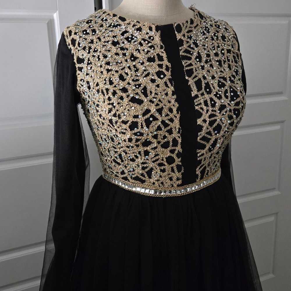 Black Long Sleeve Tulle Formal Dress - image 2