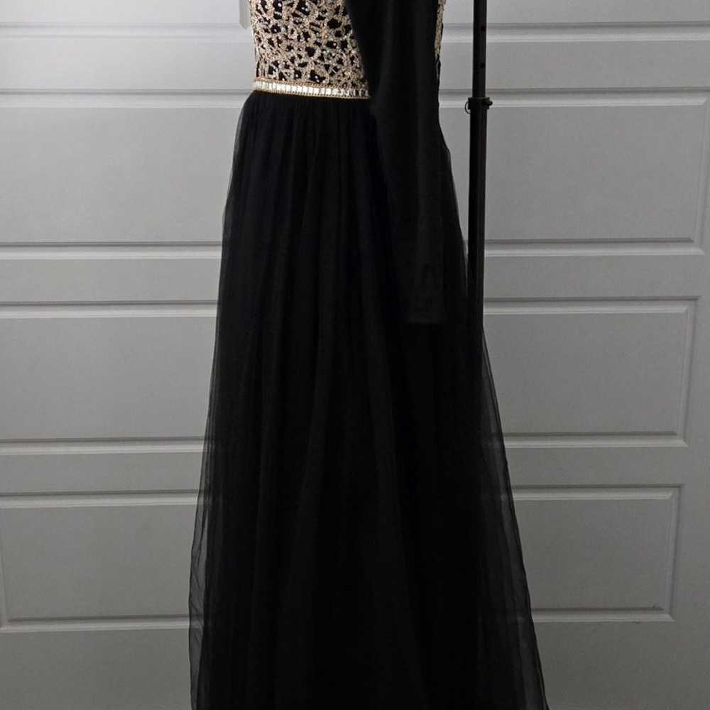 Black Long Sleeve Tulle Formal Dress - image 3