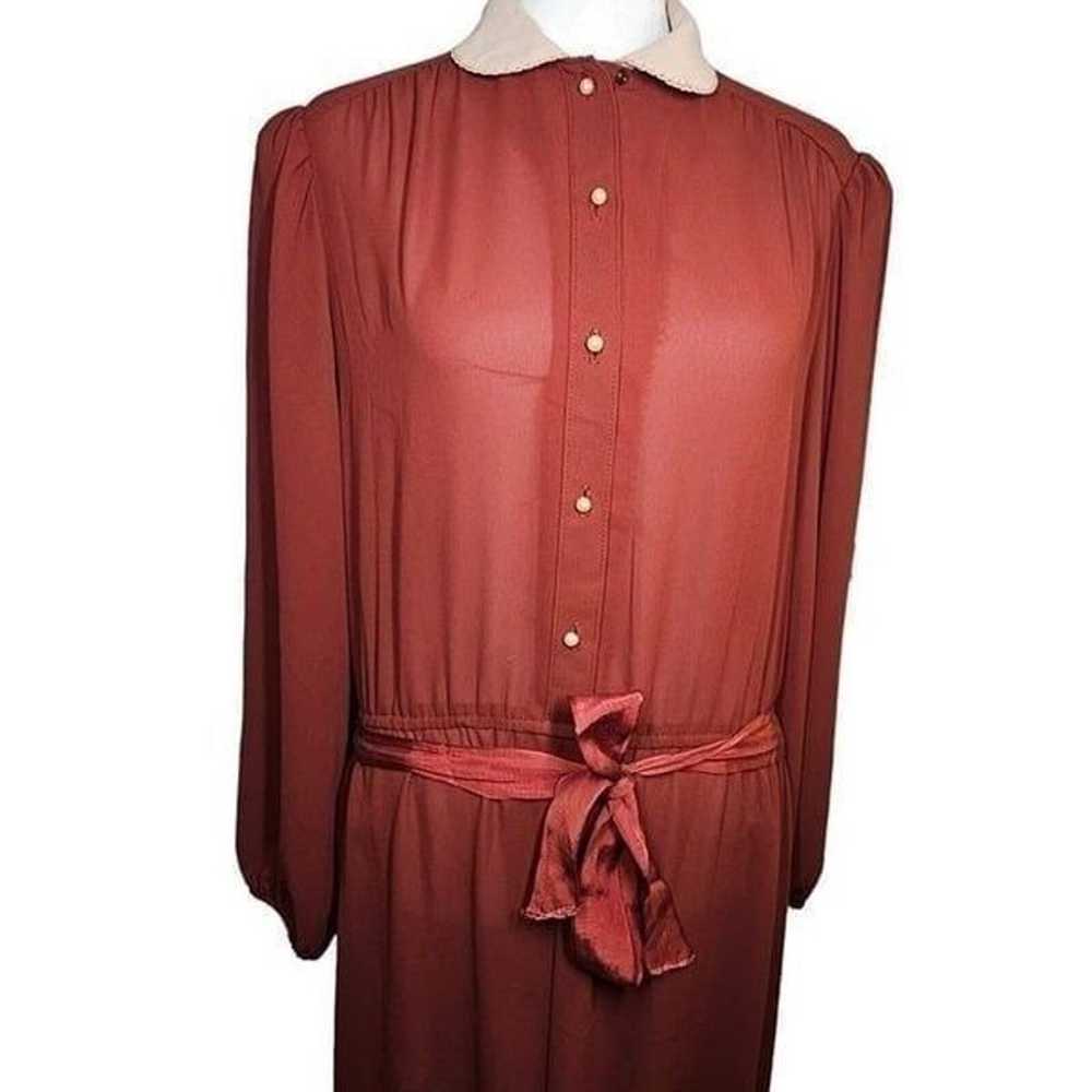 Vintage 80s Donna Morgan Shirt Dress Womens Size … - image 2