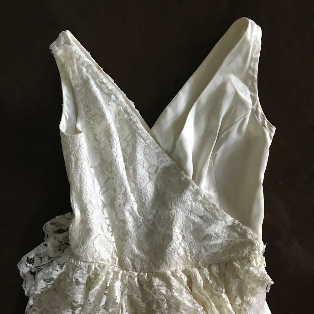 Vintage White Satin Lace Formal Wedding Prom Dress - image 2