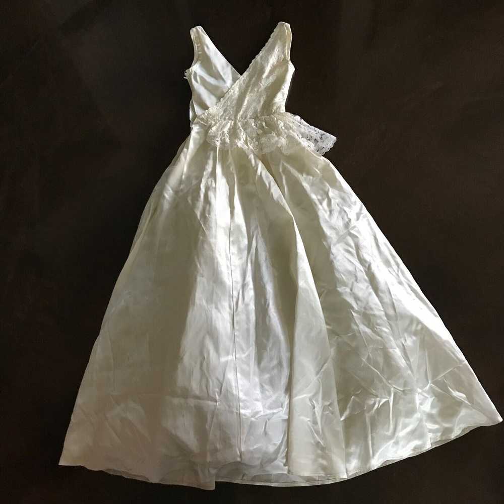 Vintage White Satin Lace Formal Wedding Prom Dress - image 9