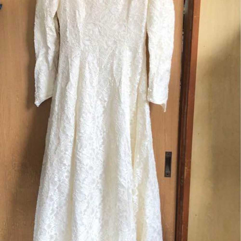 Wedding dress white lace long sleeve - image 1