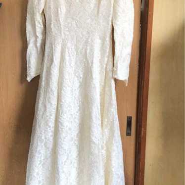 Wedding dress white lace long sleeve - image 1