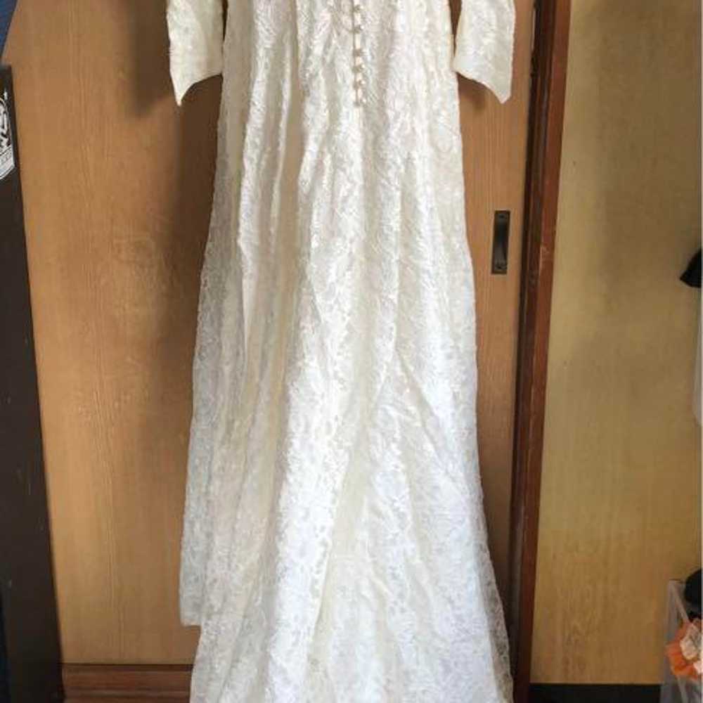 Wedding dress white lace long sleeve - image 2