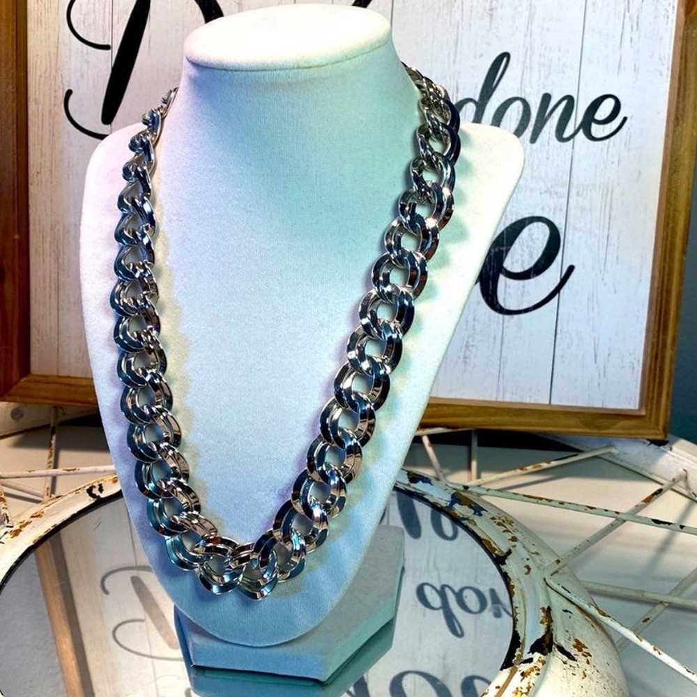 Vintage Monet chunky silver double link chain nec… - image 2