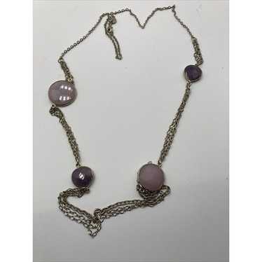 Loft Purple faceted stones stations chain long 34… - image 1