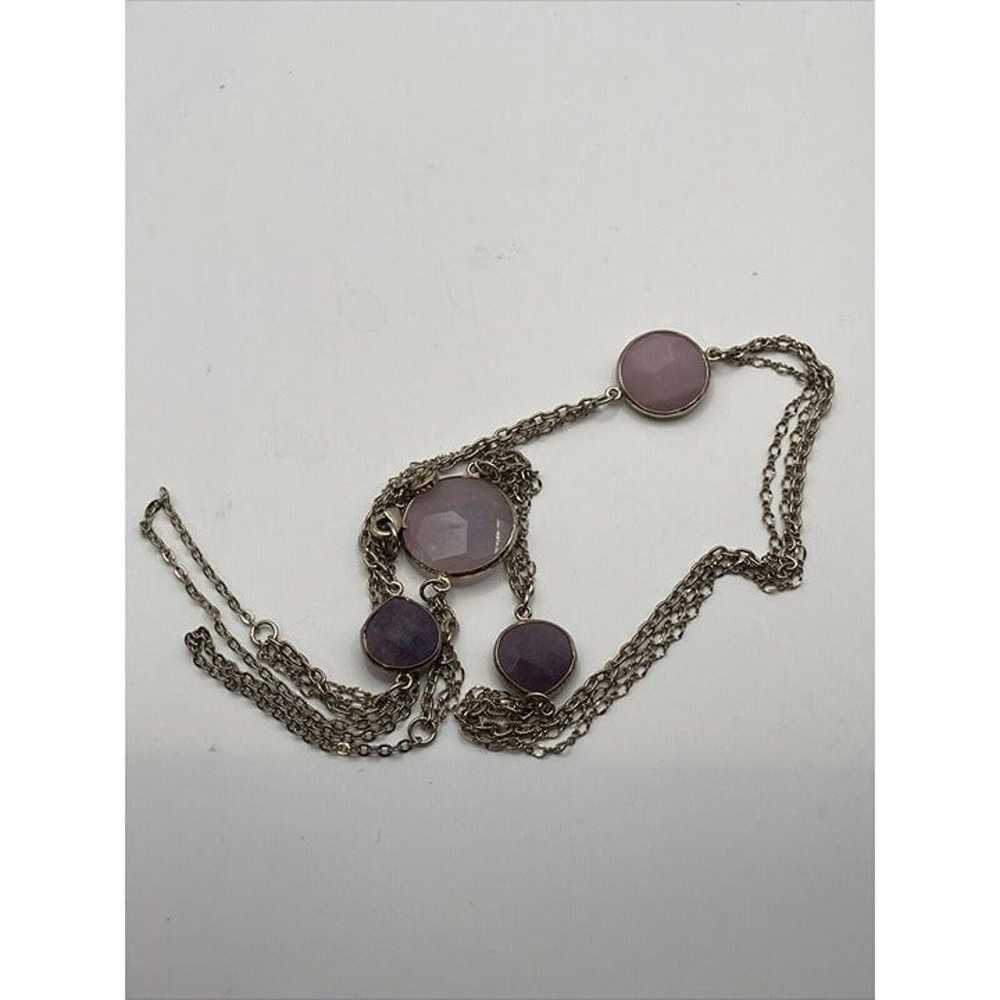 Loft Purple faceted stones stations chain long 34… - image 7