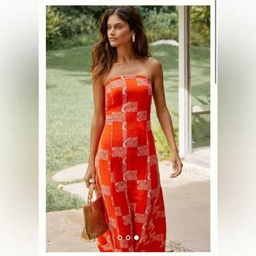 Anthropologie The Aliza Strapless Linen Maxi Dress