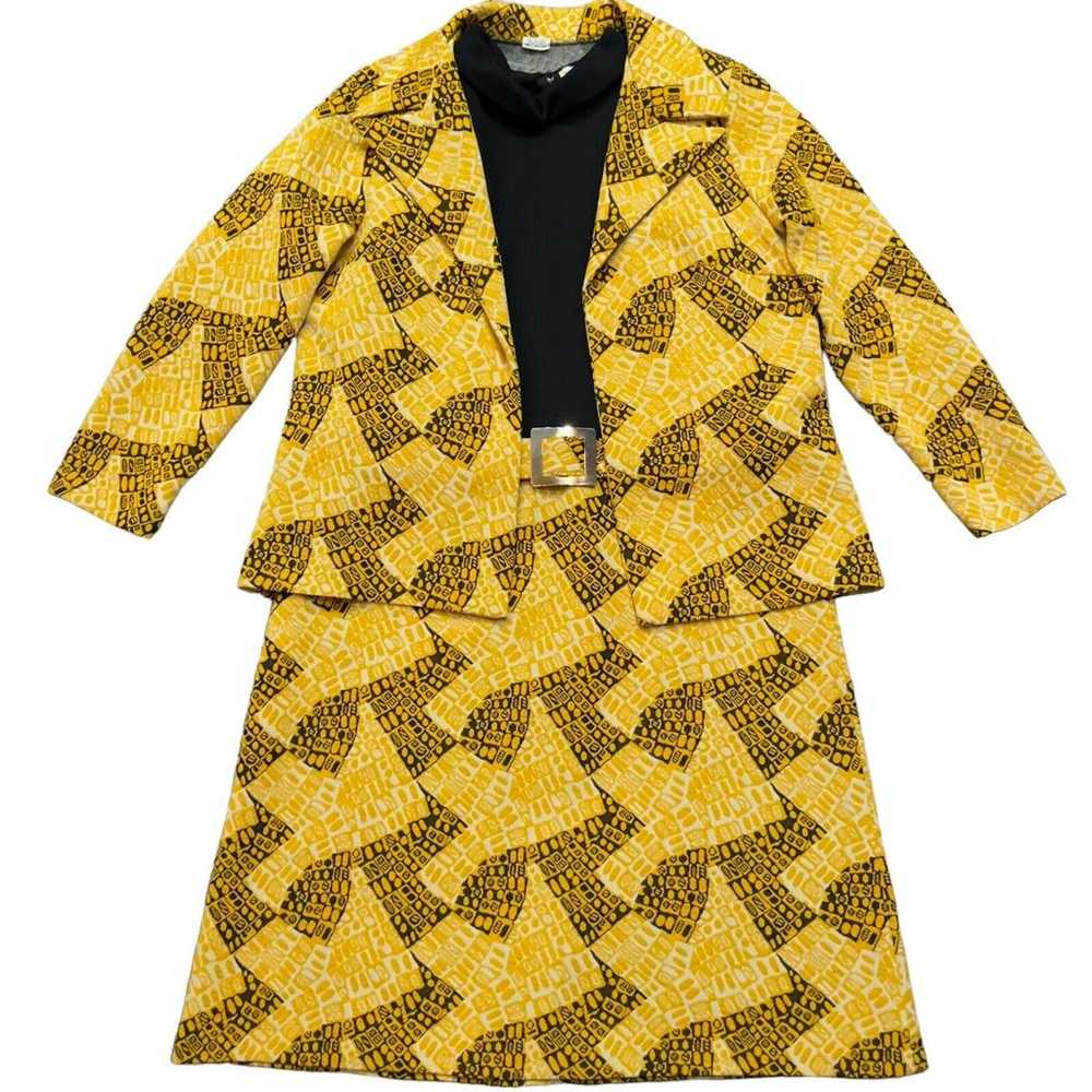 Lillie Rubin Vintage Dress Suit L Set Yellow Doub… - image 1