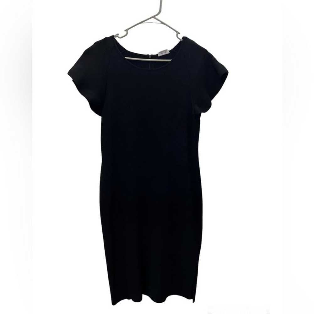 AKRIS Crew Neck Midi Length Stretchy Black Dress … - image 2