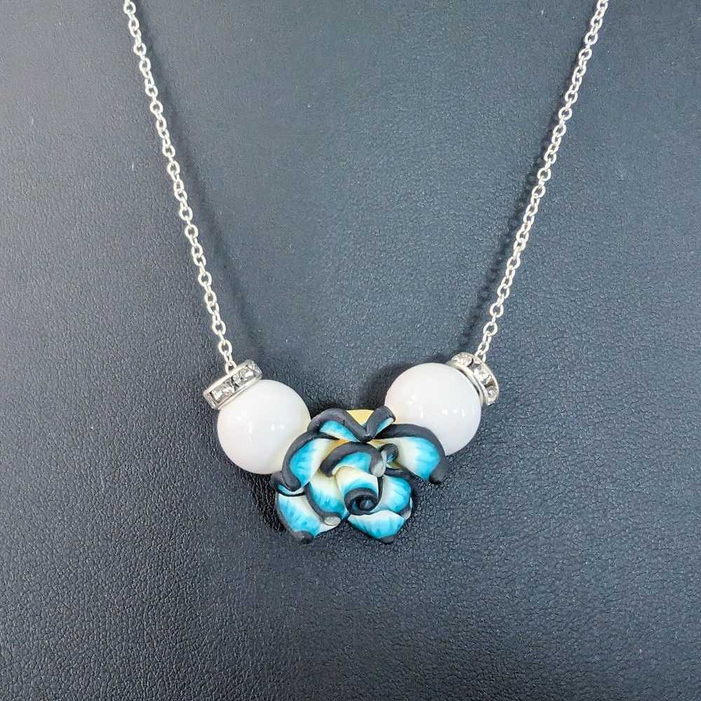 Vintage Necklace with Unusual Flower - image 1