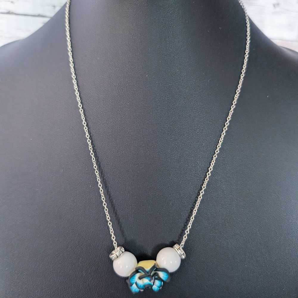 Vintage Necklace with Unusual Flower - image 2