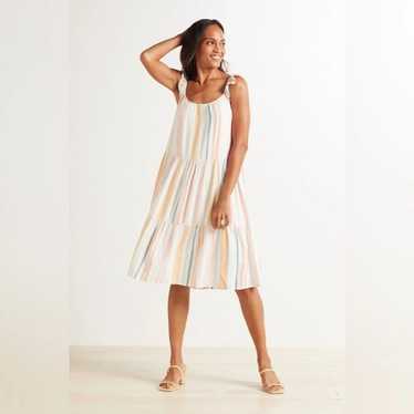 Rails Capri Striped Midi Dress Melon Linen Blend L - image 1