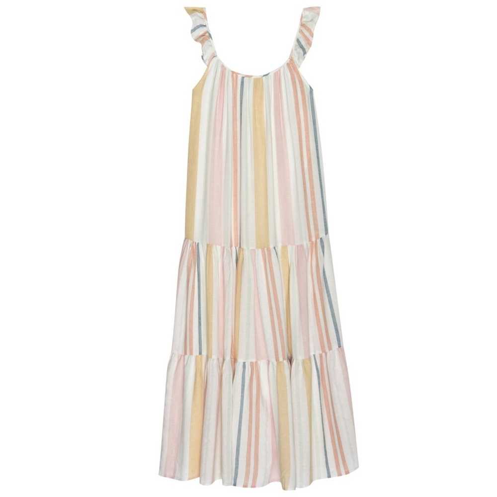 Rails Capri Striped Midi Dress Melon Linen Blend L - image 2