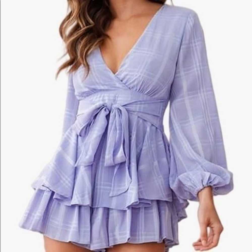 NEW Deep Neck Ruffle Hem Romper - image 2