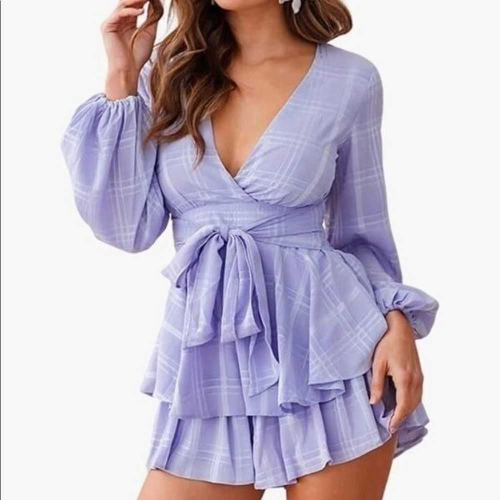 NEW Deep Neck Ruffle Hem Romper - image 3