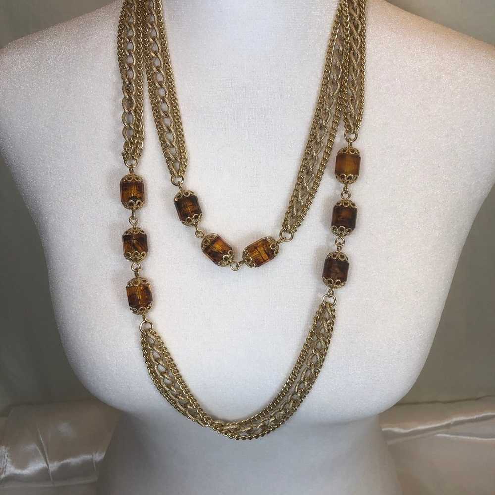 Sarah Coventry GOLDEN LANTERNS Necklace 50" Chain… - image 1