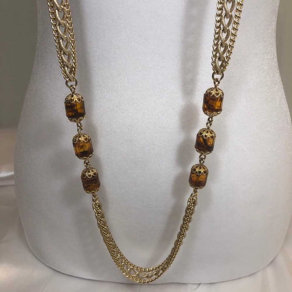 Sarah Coventry GOLDEN LANTERNS Necklace 50" Chain… - image 3