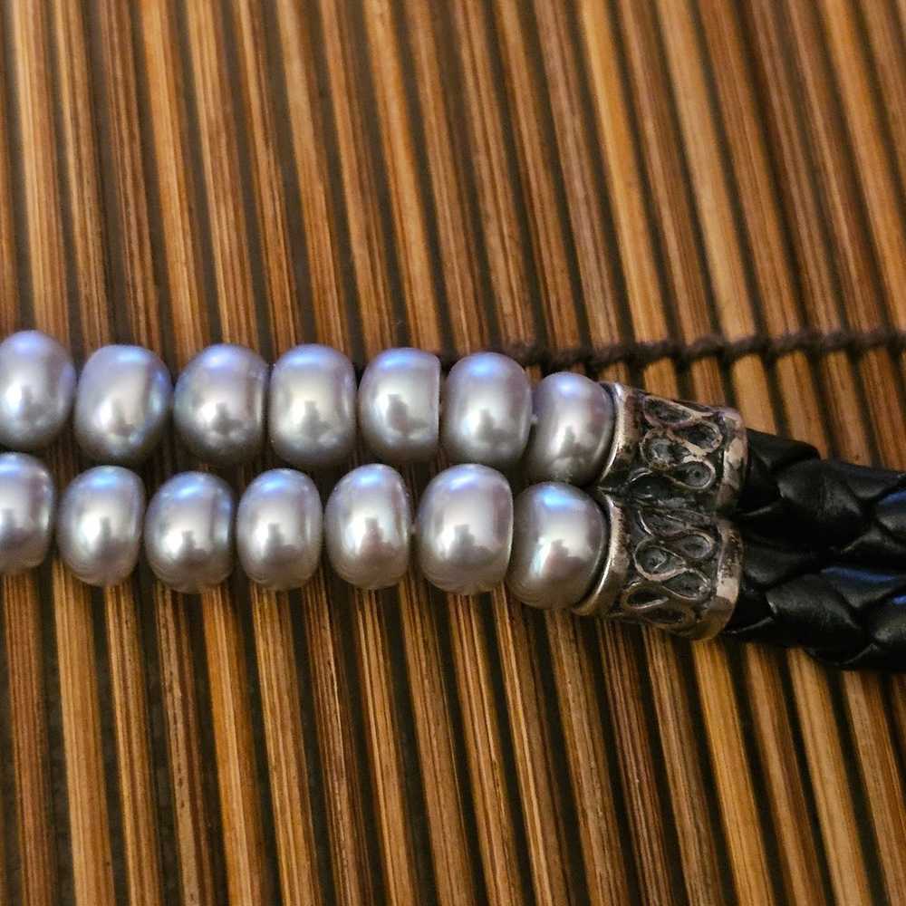 925 Pearl Leather Bracelet (Vintage) - image 10