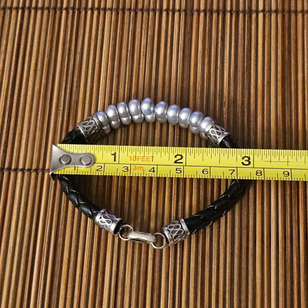 925 Pearl Leather Bracelet (Vintage) - image 11