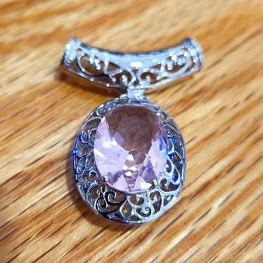 Pink Topaz in Sterling Silver Filigree Pendant - image 1