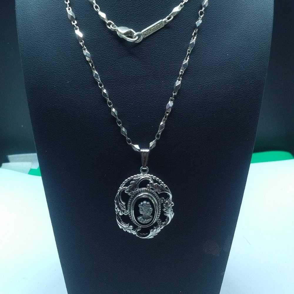 Napier silver tone cameo necklace 20+ inch - image 1