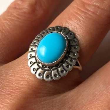 Estate Sale! 14k YELLOW GOLD ring band AQUAMARINE 7 cheapest 4.8g STERLING 925 signed TK