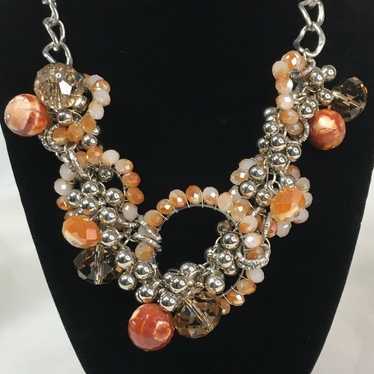 Orange marbled Beaded sparkling statement vtg vin… - image 1