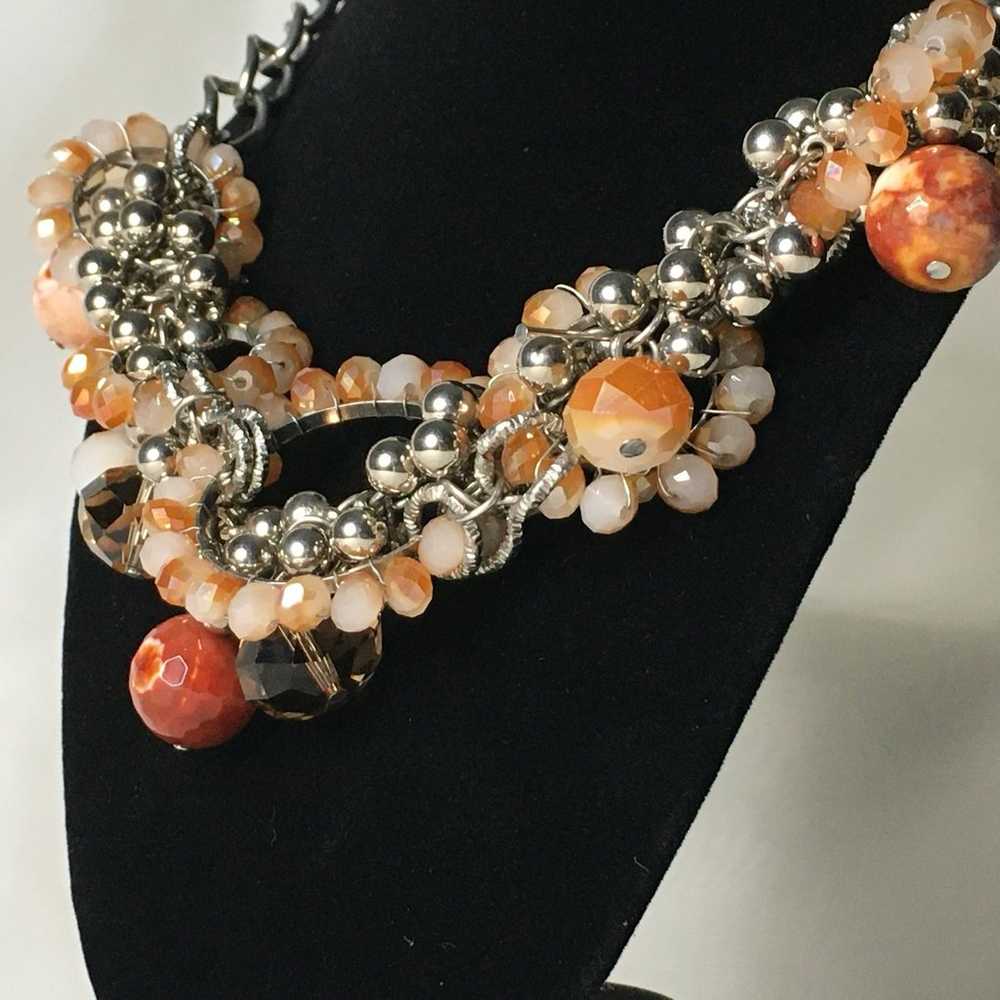 Orange marbled Beaded sparkling statement vtg vin… - image 3