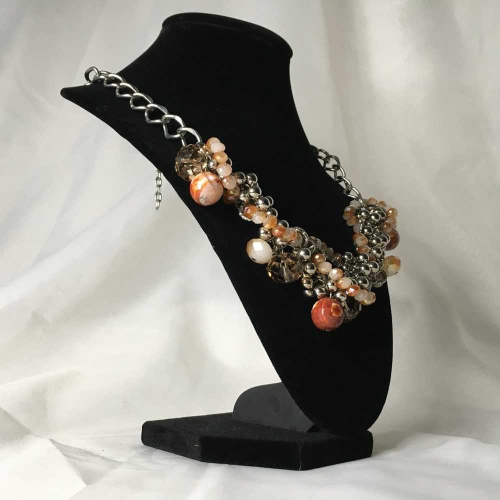 Orange marbled Beaded sparkling statement vtg vin… - image 4