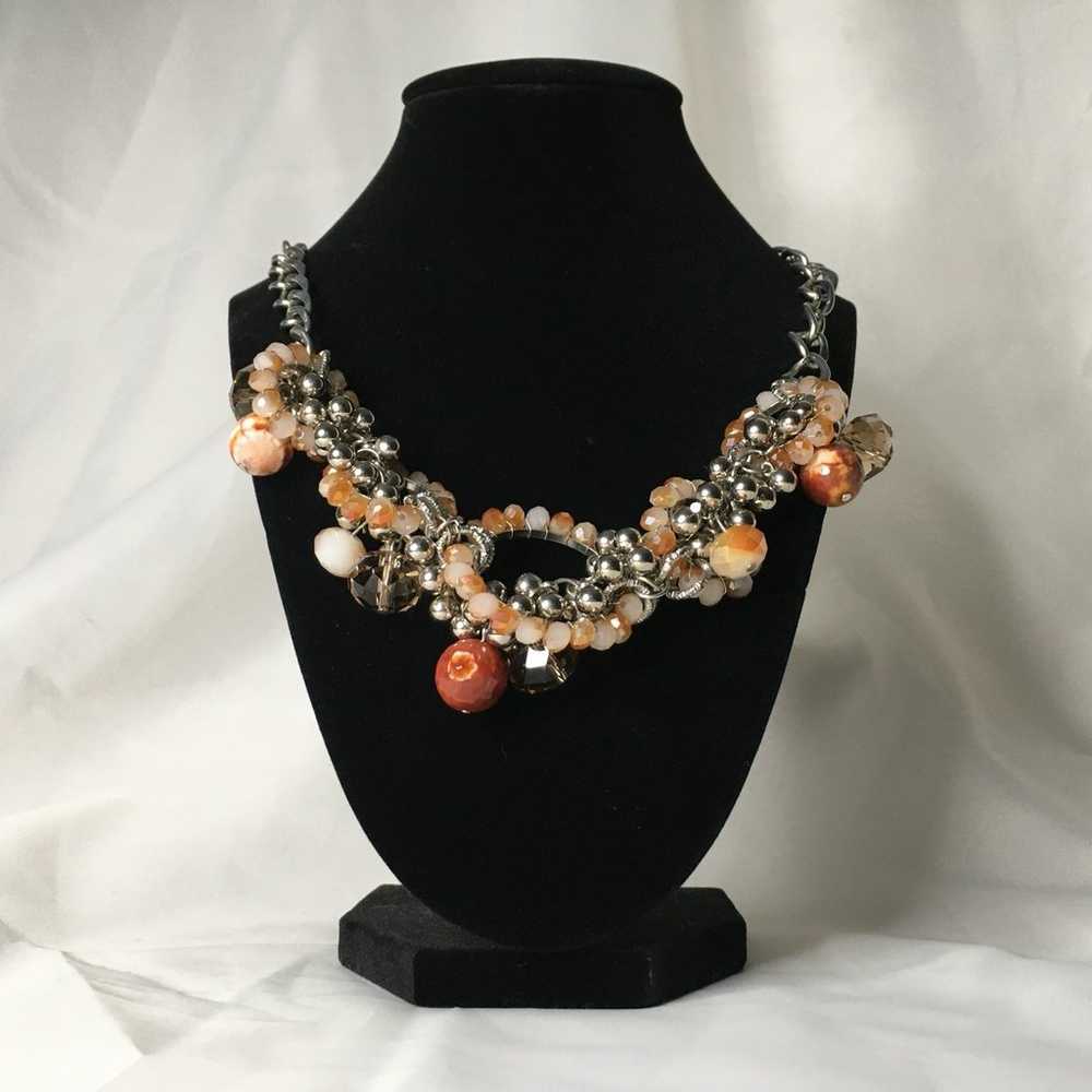 Orange marbled Beaded sparkling statement vtg vin… - image 5