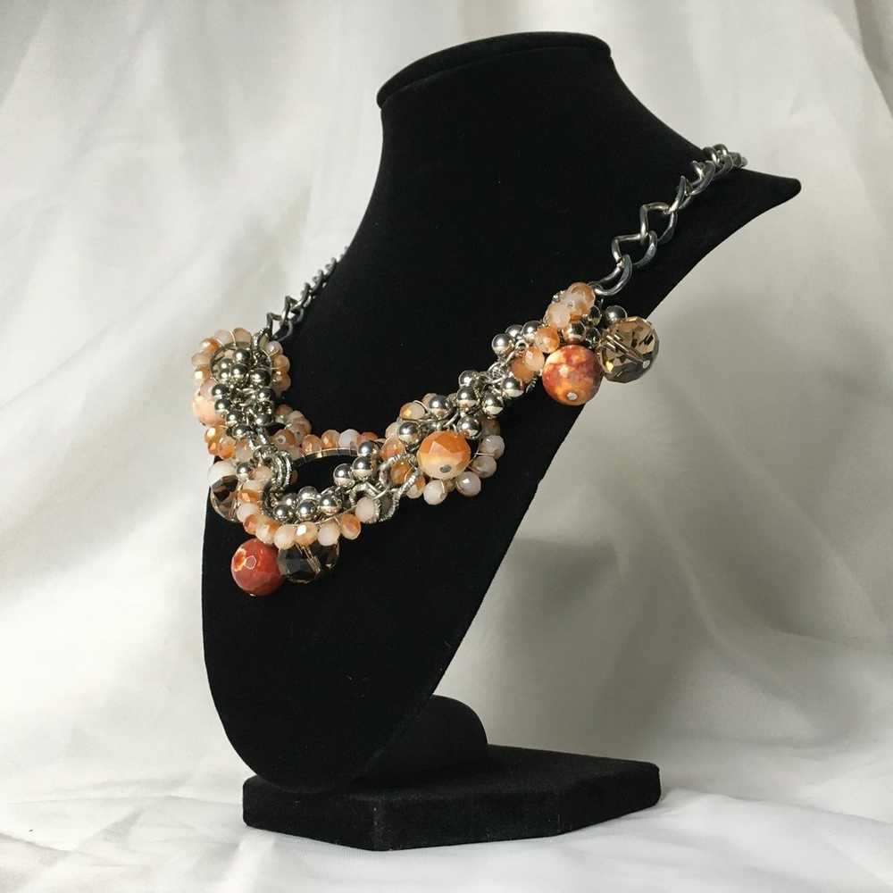 Orange marbled Beaded sparkling statement vtg vin… - image 6