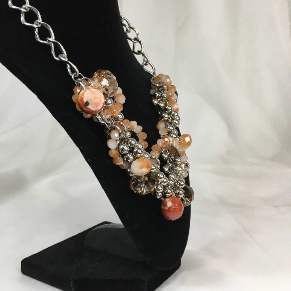 Orange marbled Beaded sparkling statement vtg vin… - image 8