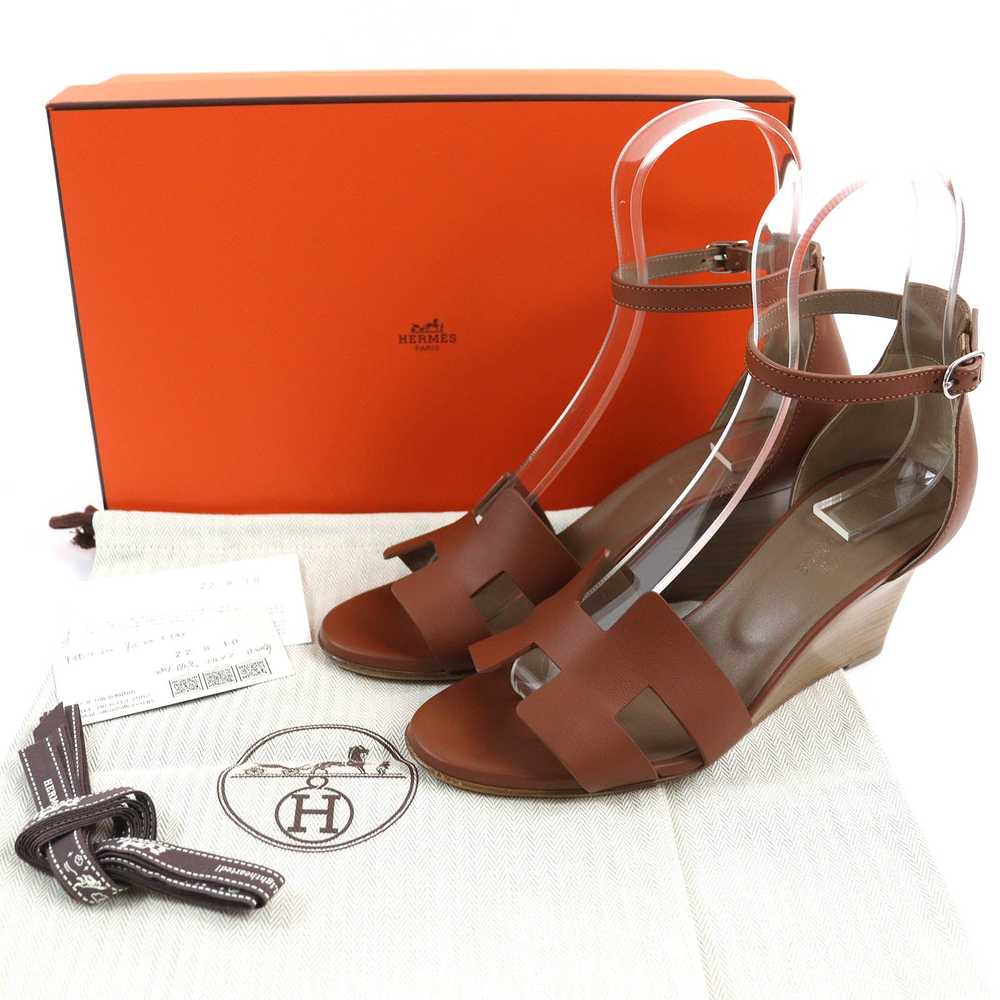 HERMES Sandals 172196Z leather Brown legend 37 - image 3