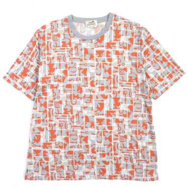 HERMES Short sleeve T-shirt cotton Gray orange XL - image 1