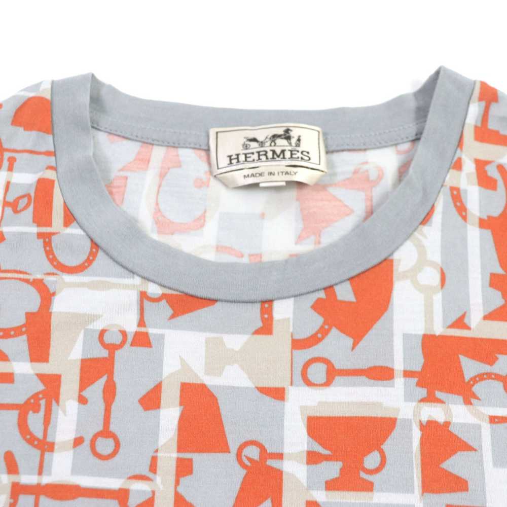 HERMES Short sleeve T-shirt cotton Gray orange XL - image 2