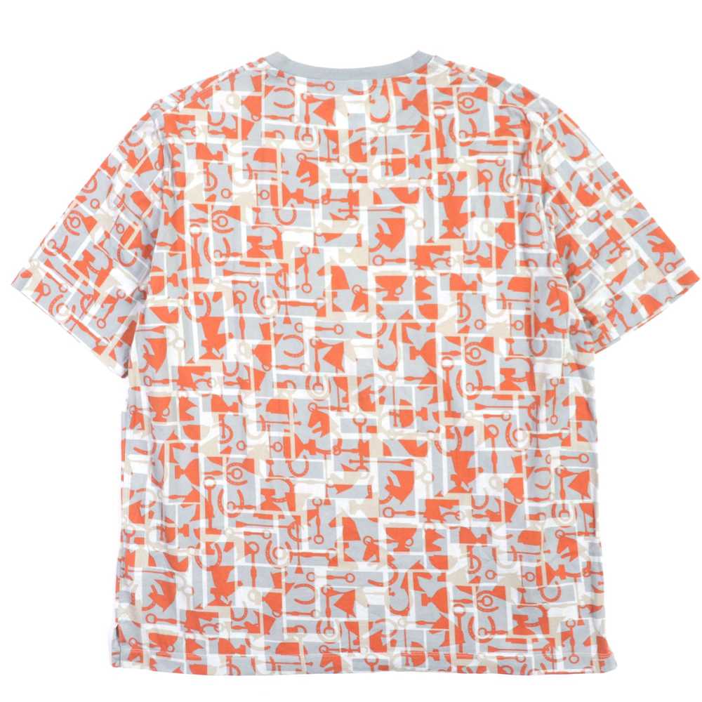 HERMES Short sleeve T-shirt cotton Gray orange XL - image 3