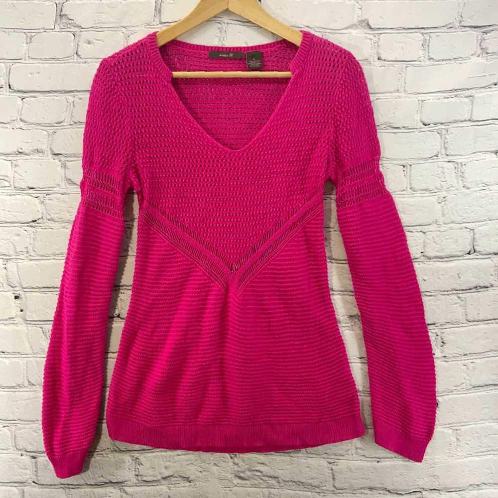 Pinko Hot Pink Fitted Open Weave Heather B Knit S… - image 1