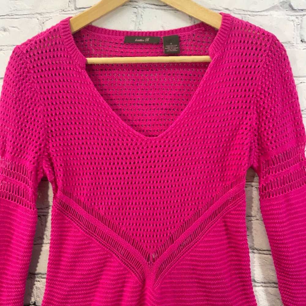 Pinko Hot Pink Fitted Open Weave Heather B Knit S… - image 2