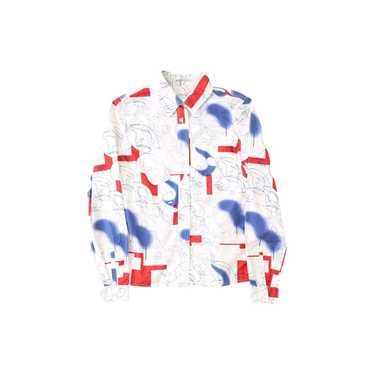 Prada Abstract Faces Print White Button Up Shirt - image 1