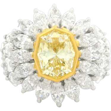 18k Gold GIA 7.24ctw Octagonal Fancy Yellow and Wh