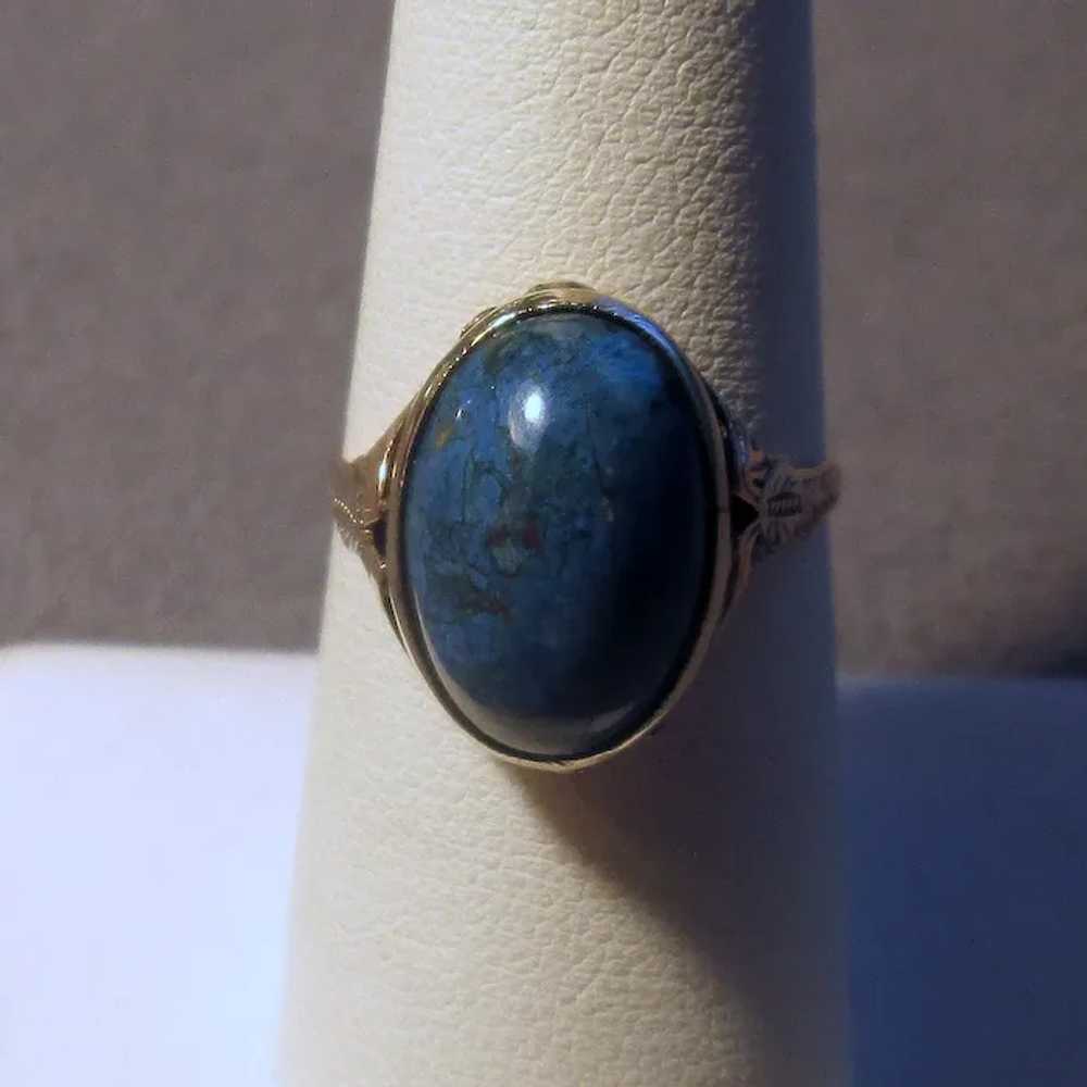 18K Lapis Ring with Winged Mount - image 2