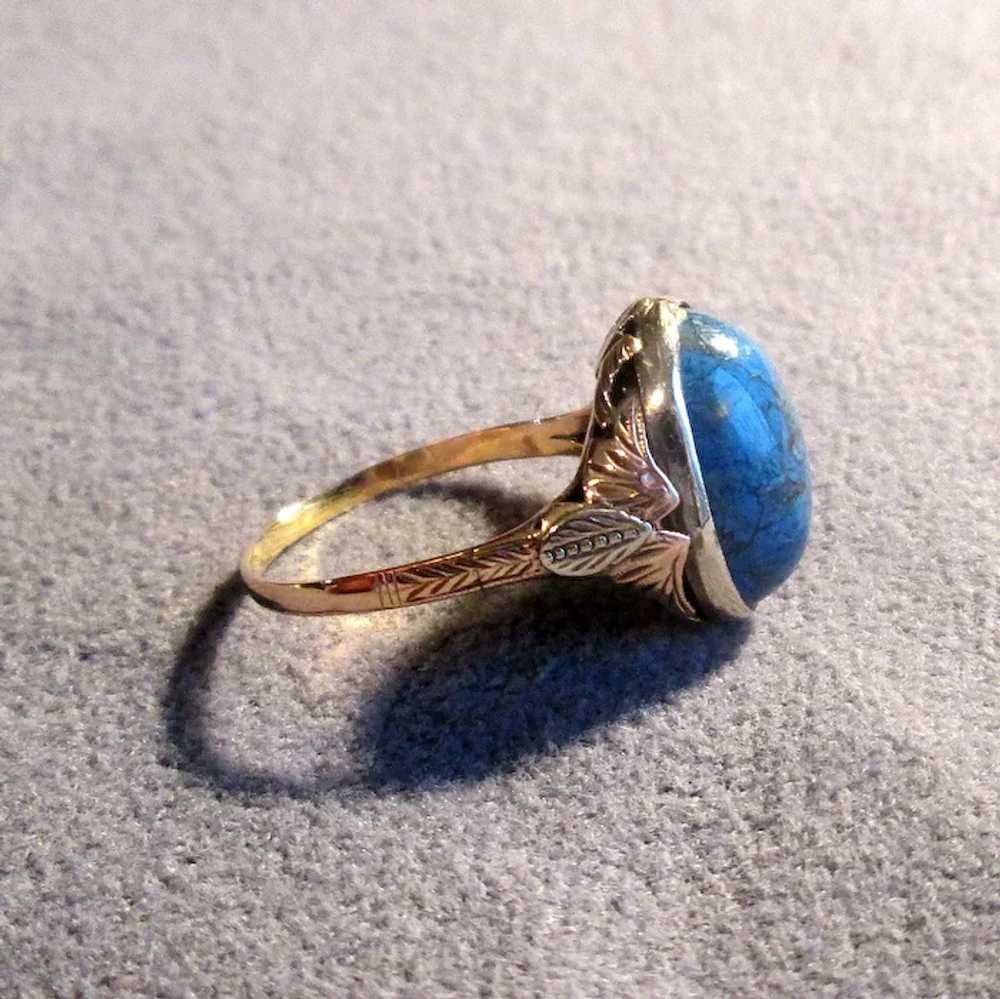 18K Lapis Ring with Winged Mount - image 3