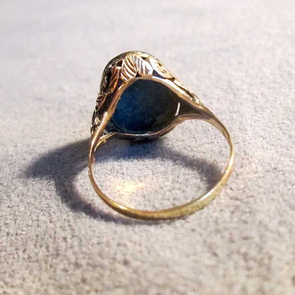 18K Lapis Ring with Winged Mount - image 4