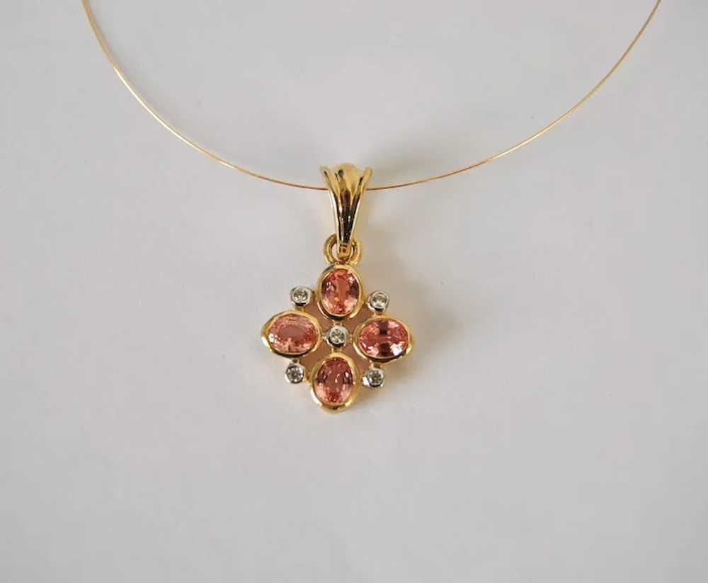 Real Padparadscha Sapphire Gold Pendant 0.96ct - image 4