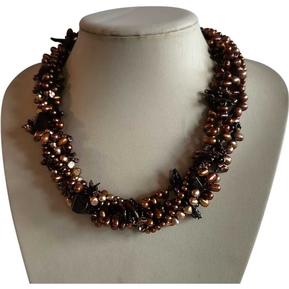 STATEMENT vintage bronze copper brown cultured fr… - image 1