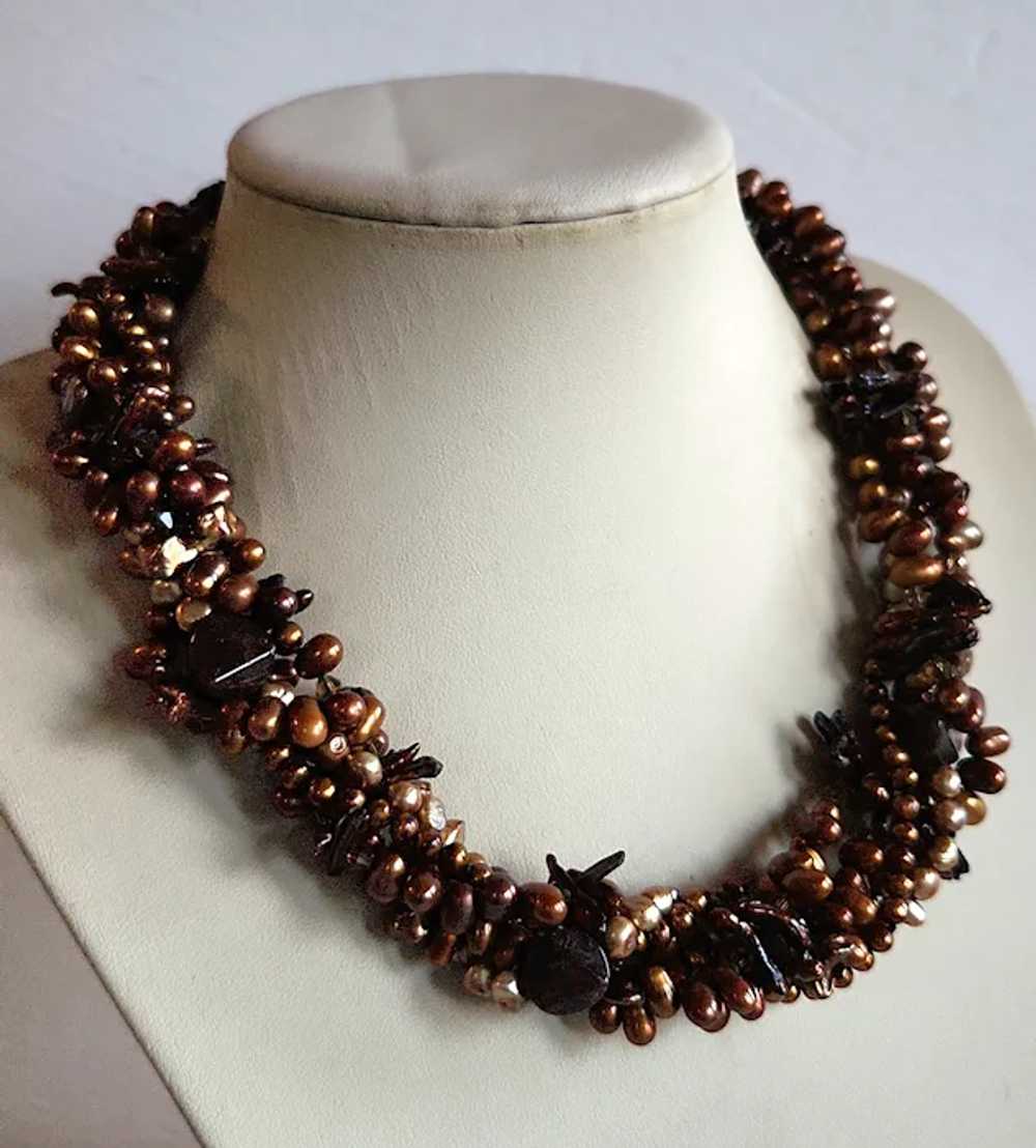 STATEMENT vintage bronze copper brown cultured fr… - image 3