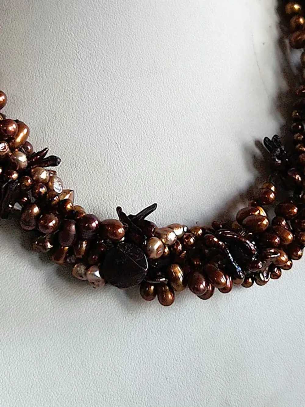 STATEMENT vintage bronze copper brown cultured fr… - image 4