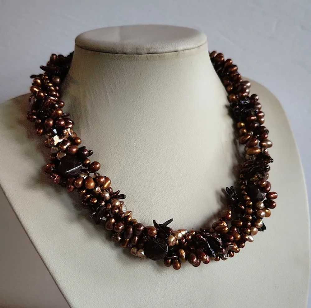 STATEMENT vintage bronze copper brown cultured fr… - image 5