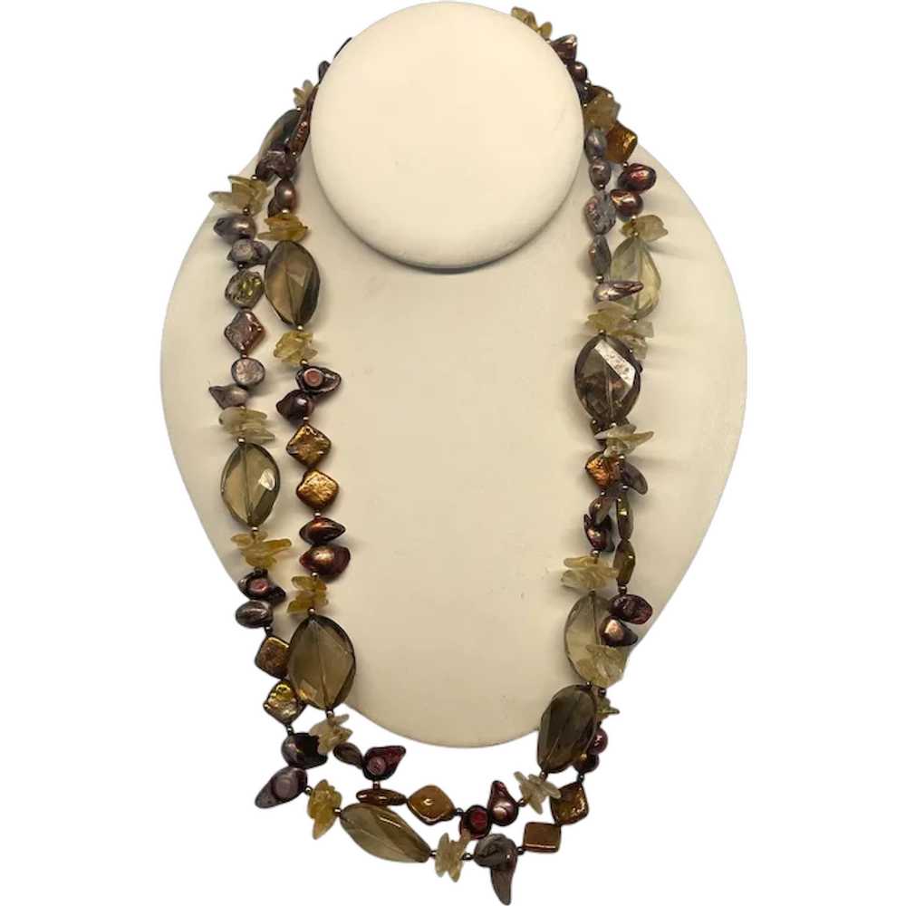 Natural Stone & Shell Multi-Color Beaded Necklace - image 1